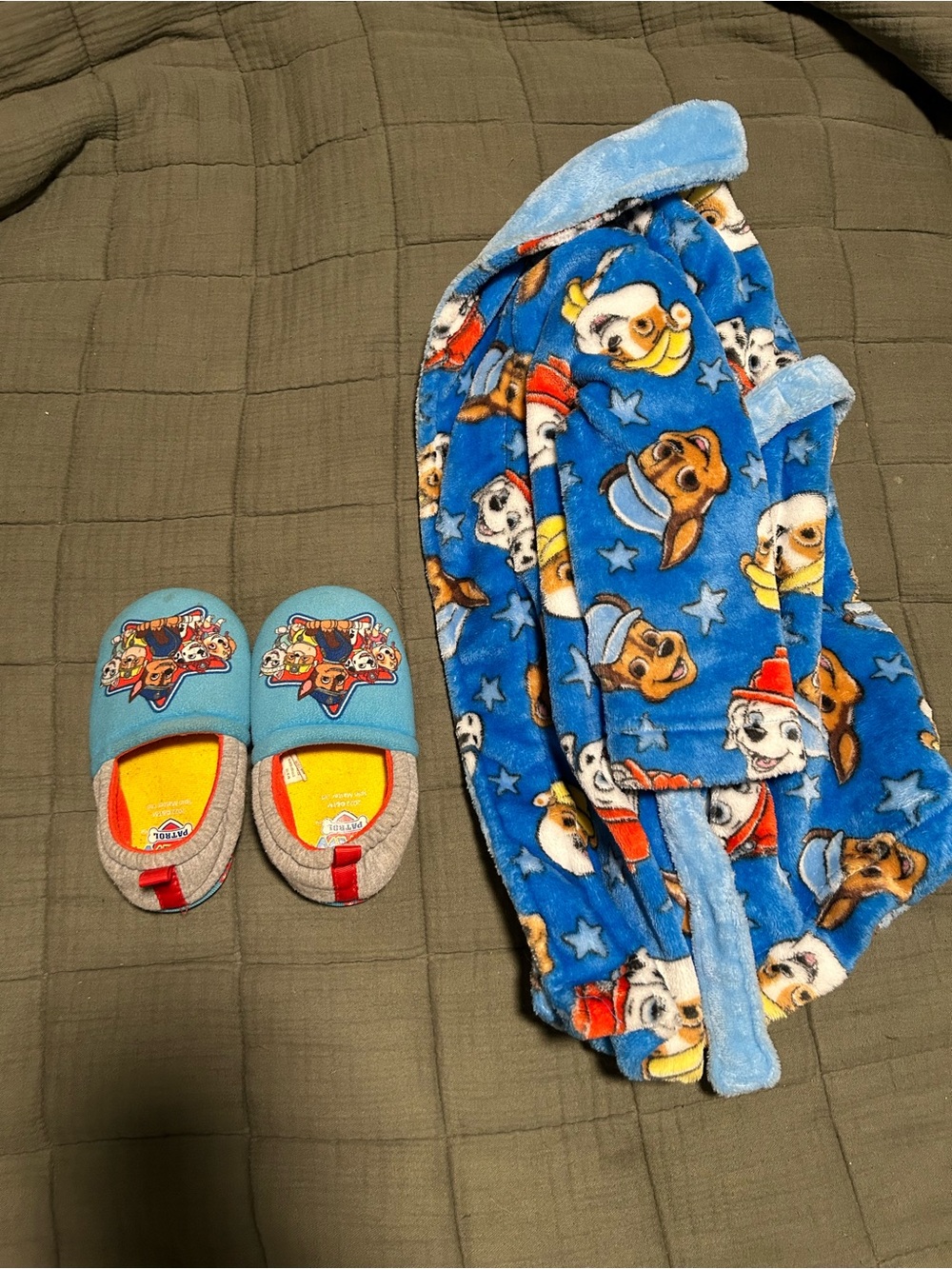 Paw Patrol Blue Fleece Kids One-Piece Footie with Matching Slippers